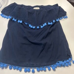 Sail to Sable Navy Blue Pom-Pom Top